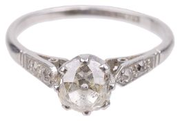 An Edwardian single stone old cut diamond set ring