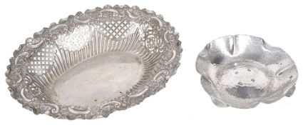 An Irish silver ashtray and a silver pierced bon bon dish(2)
