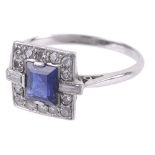 An attractive Art Deco sapphire and diamond set ring