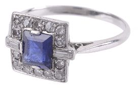 An attractive Art Deco sapphire and diamond set ring