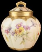 A Royal Worcester blush ivory pot pourri jar, circa 1898