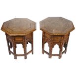 A pair of hardwood Moroccan inlaid occasional tables(2)