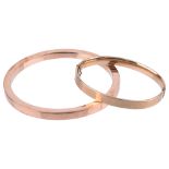 An Edwardian rose gold slave bangle of hollow square section(2)