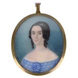 A 19th c. miniature on ivory of a young lady
