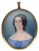 A 19th c. miniature on ivory of a young lady