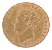 A George IV 1827 gold half sovereign