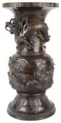 A very large Japanese bronze dragon vase