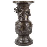 A very large Japanese bronze dragon vase