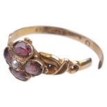 A delicate early Vict. garnet ring of quatrefoil floral design