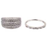 A contemporary pave set diamond ring and another diamond ring(2)