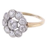 An attractive Edwardian diamond set 'daisy' cluster ring