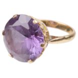 A large Continental synthetic alexandrite gold mounted dress ring