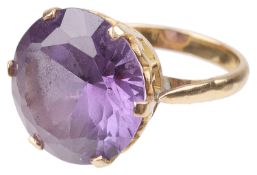 A large Continental synthetic alexandrite gold mounted dress ring