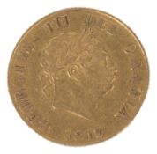 A George III 1817 gold half sovereign