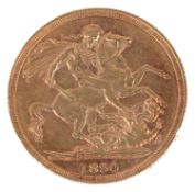 A Queen Victoria 1890 rose gold full sovereign