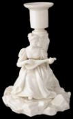 An unusual Royal Worcester glazed parian ware candlestick