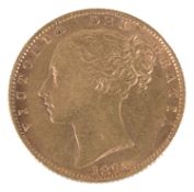 A Queen Victoria 1873 gold full sovereign, die number 12