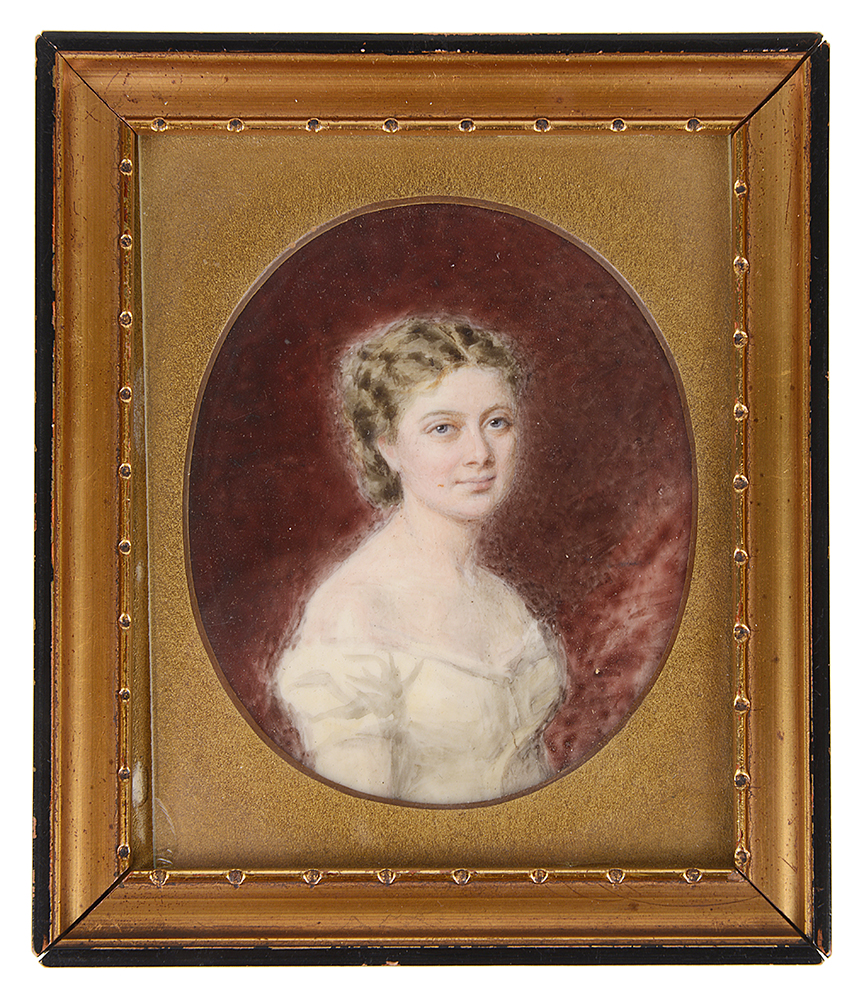 A late 19th/early 20th c. portrait miniature of a young girl on ivory