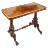 A Vict. burr walnut and mahogany side table