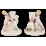 A pair of Royal Worcester glazed parian spill vases, circa 1890 (2)