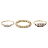 A delicate Art Deco diamond ring and two others