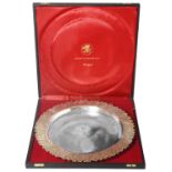 Stuart Leslie Devlin parcel-gilt silver "President Falcon Award" dished salver, London 1978