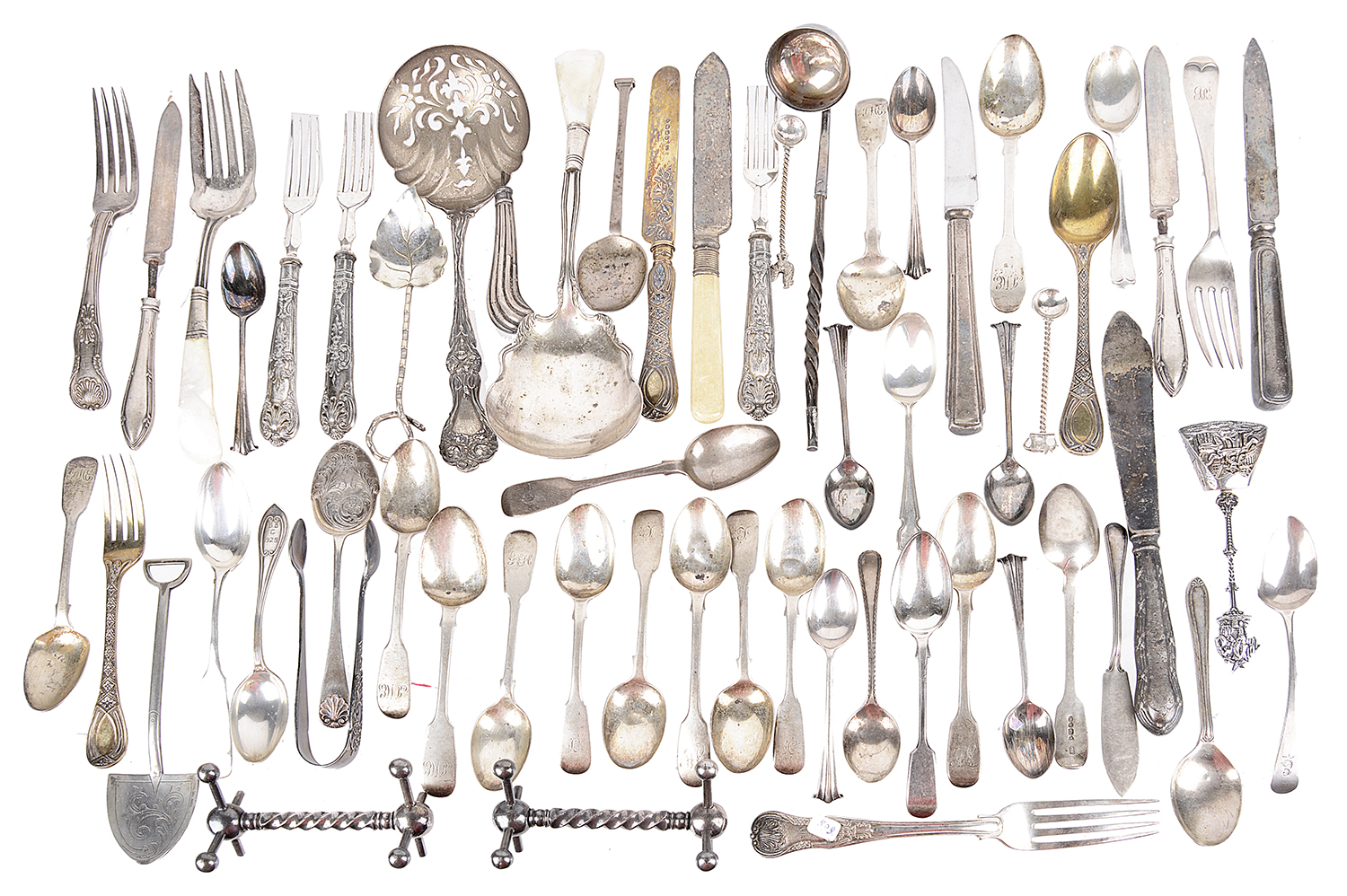 A collection of Victorian and later silver flatware