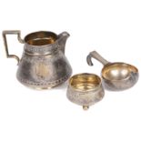 A Russian silver jug and bowl with Russian silver kovsh