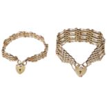 Two 9ct gold gate link bracelets
