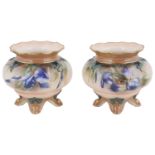 A pair of Hadley's Worcester porcelain vases, circa 1896