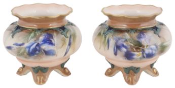 A pair of Hadley's Worcester porcelain vases, circa 1896