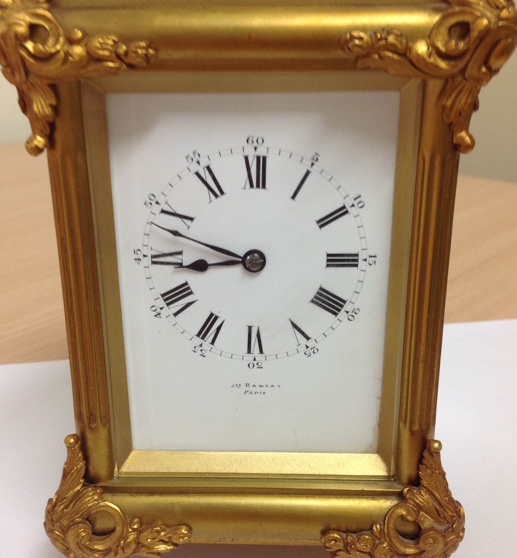 A French Francois Arsene Margaine repeater carriage clock, retailed by Jas Ramsay Paris, circa 1900 - Image 5 of 6