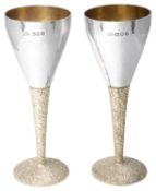 Stuart Leslie Devlin pair of parcel-gilt silver sherry goblets, hallmarked London 1975