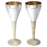 Stuart Leslie Devlin pair of parcel-gilt silver sherry goblets, hallmarked London 1975