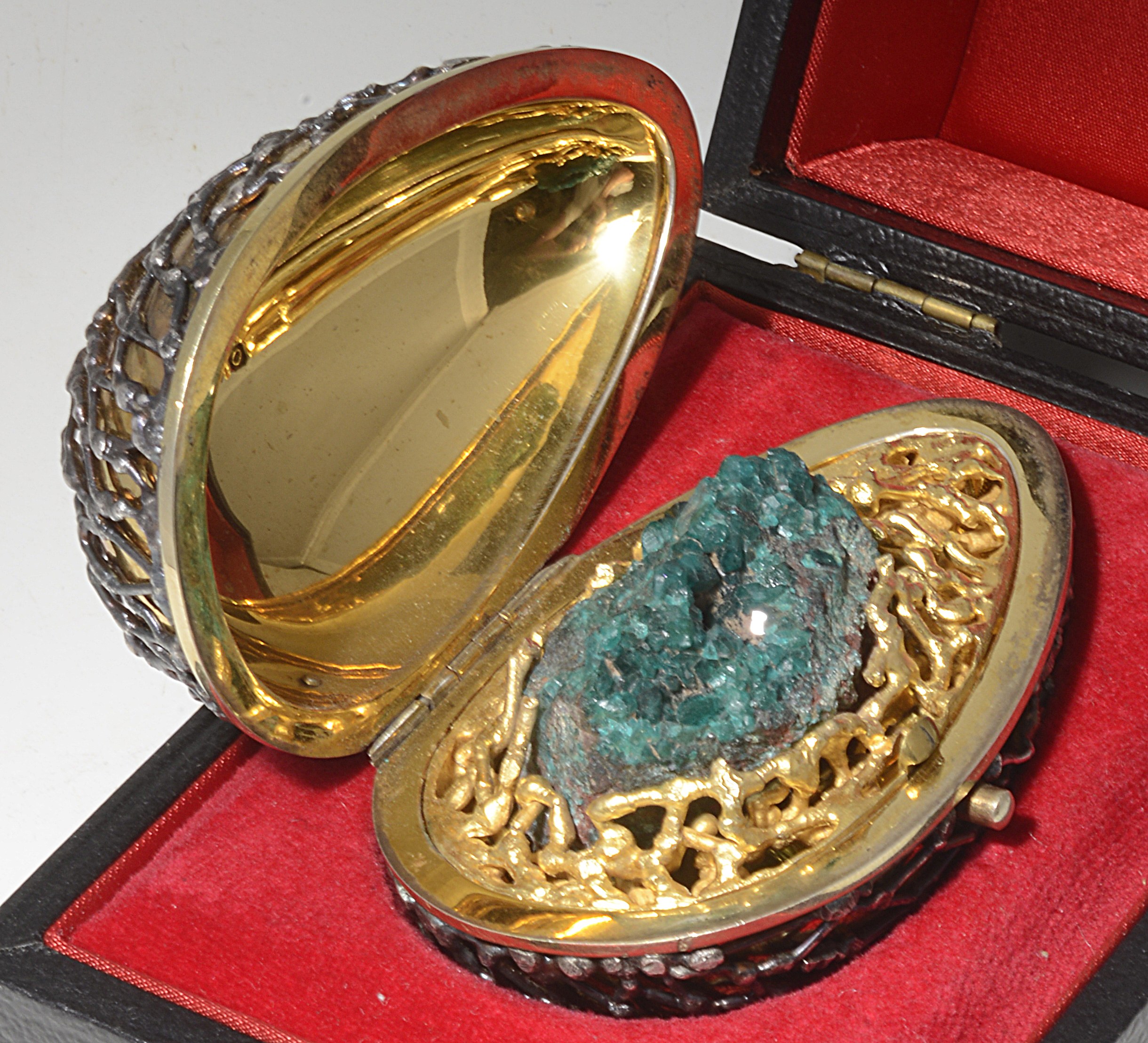 Stuart Leslie Devlin silver-gilt "Green Quartz Surprise Egg", hallmarked London 1969 - Image 3 of 3