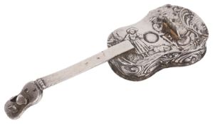 A Dutch silver novelty snuff box in the form of a guitar