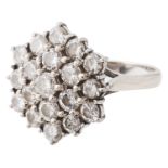 A Continental hexagonal shaped diamond set fancy cluster ring