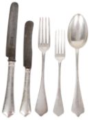 An Austrian silver flatware suite, mid 19th/early 20th century