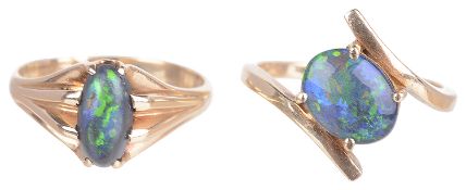 A fancy claw mounted black opal ring