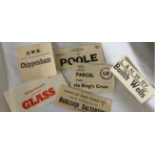 A small collection of vintage Railway paper luggage labels