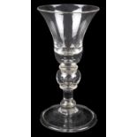 A baluster stem wine glass, circa 1736