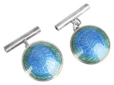 A pair of contemporary Liberty & Co. silver and enamel cufflinks