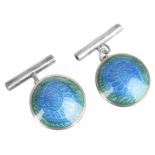 A pair of contemporary Liberty & Co. silver and enamel cufflinks