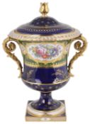 A Royal Crown Derby two handled vase and cover, circa 1920