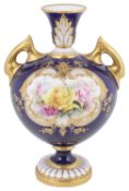 A Royal Worcester porcelain two handled vase, circa 1903