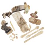 An interesting collection of 19th century P.O.W. miniature bone carvings