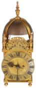 An English brass lantern clock, early 20th century