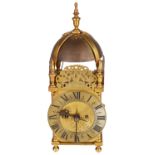 An English brass lantern clock, early 20th century