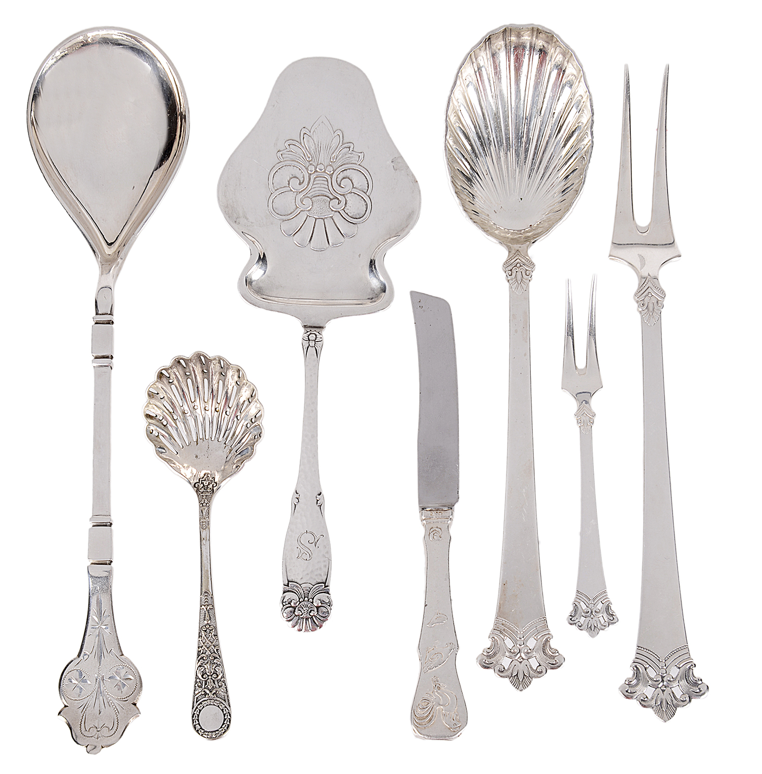 A collection of Norwegian silver flatware