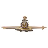 A 15ct gold Royal Artillery enamelled sweetheart brooch